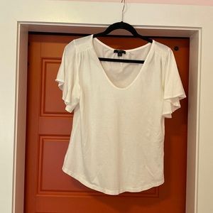 J Crew white flutter sleeve t-shirt size medium